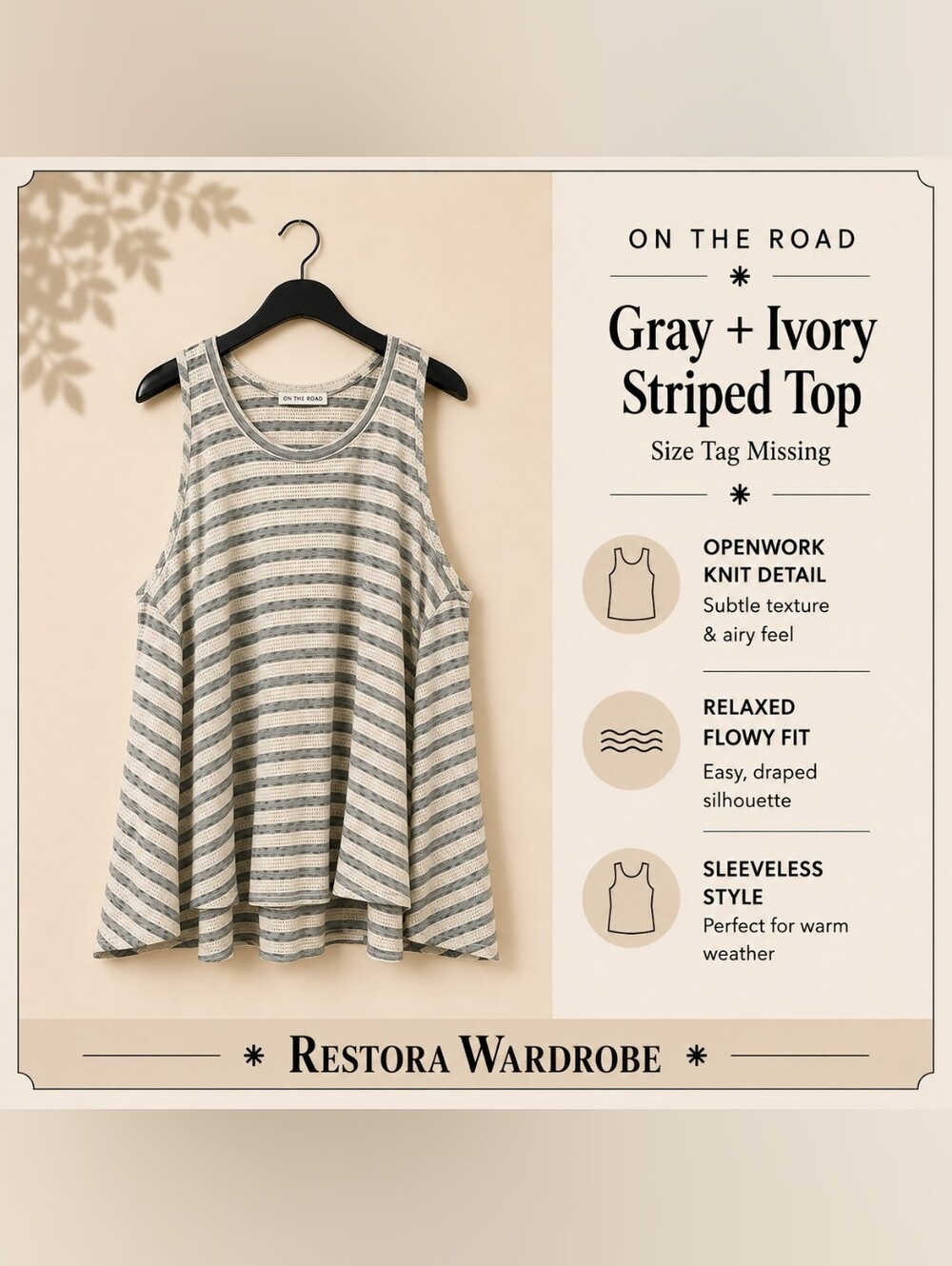 On The Road Boho Lagenlook Striped Open Knit Swing Tunic Asymmetrical Hem